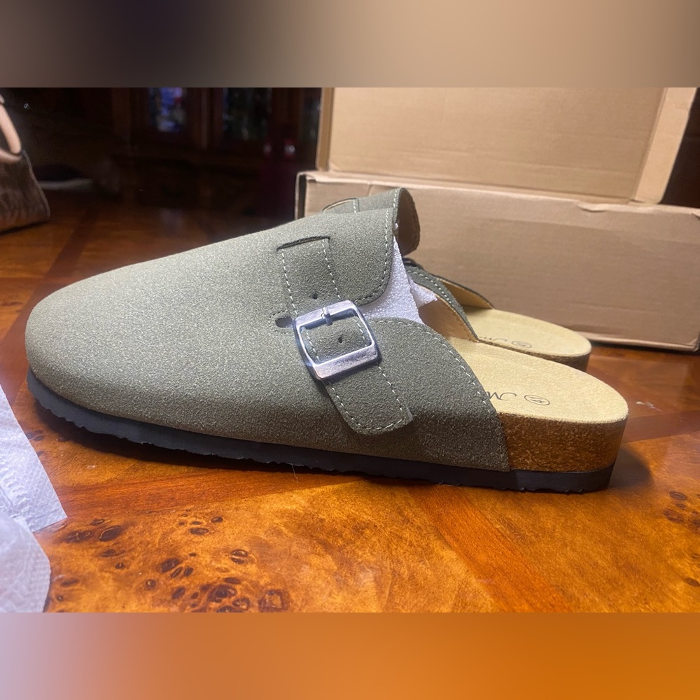 Dark Green Suede Clogs EU 41/ US 9 - Picture 8 of 10
